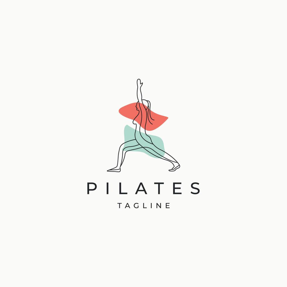 pilates yoga logotyp ikon designmall platt vektorillustration vektor