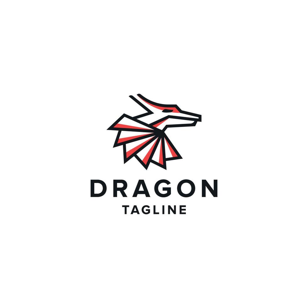 dragon logotyp ikon designmall platt vektorillustration vektor