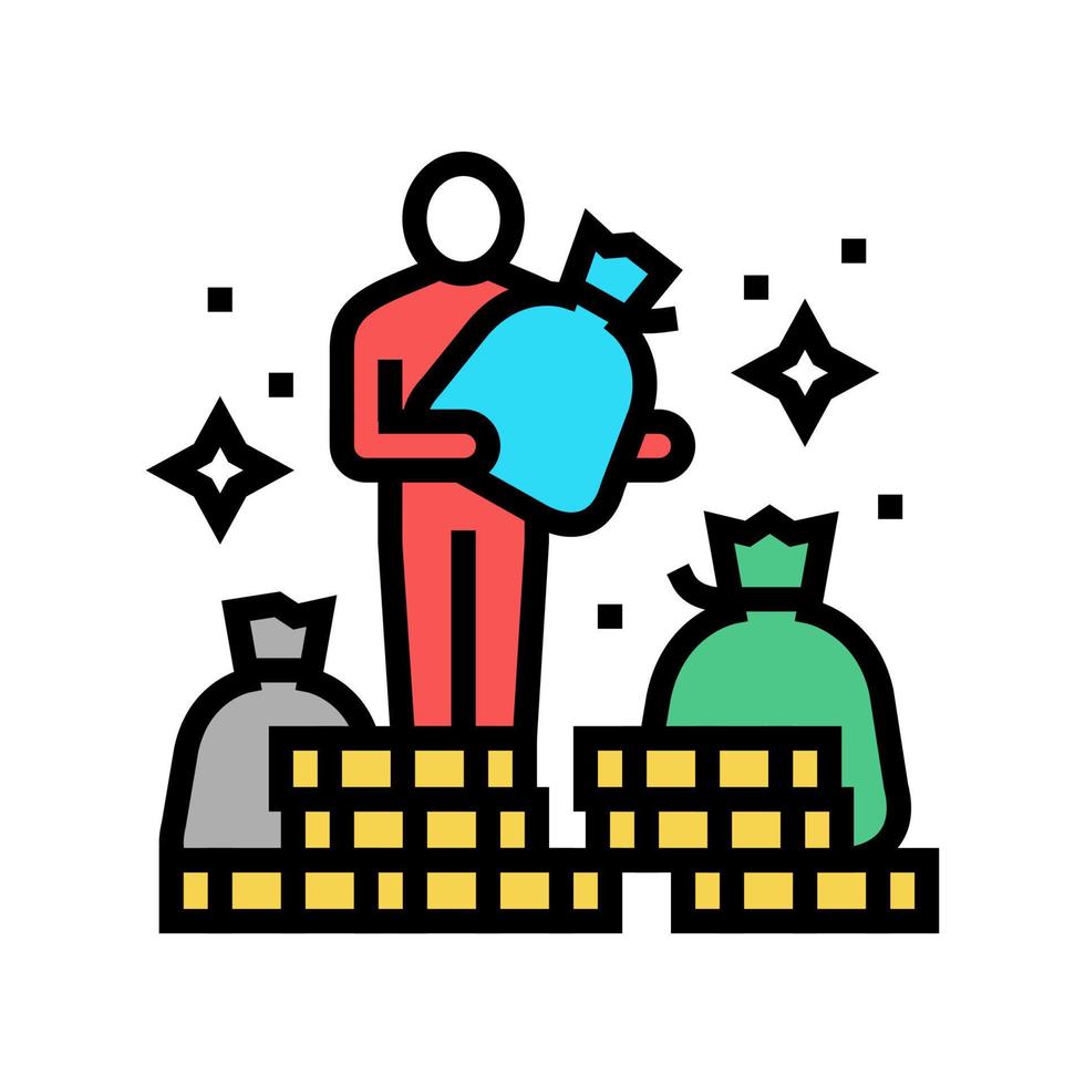 mänskliga finansiella rikedom färg ikon vektor illustration