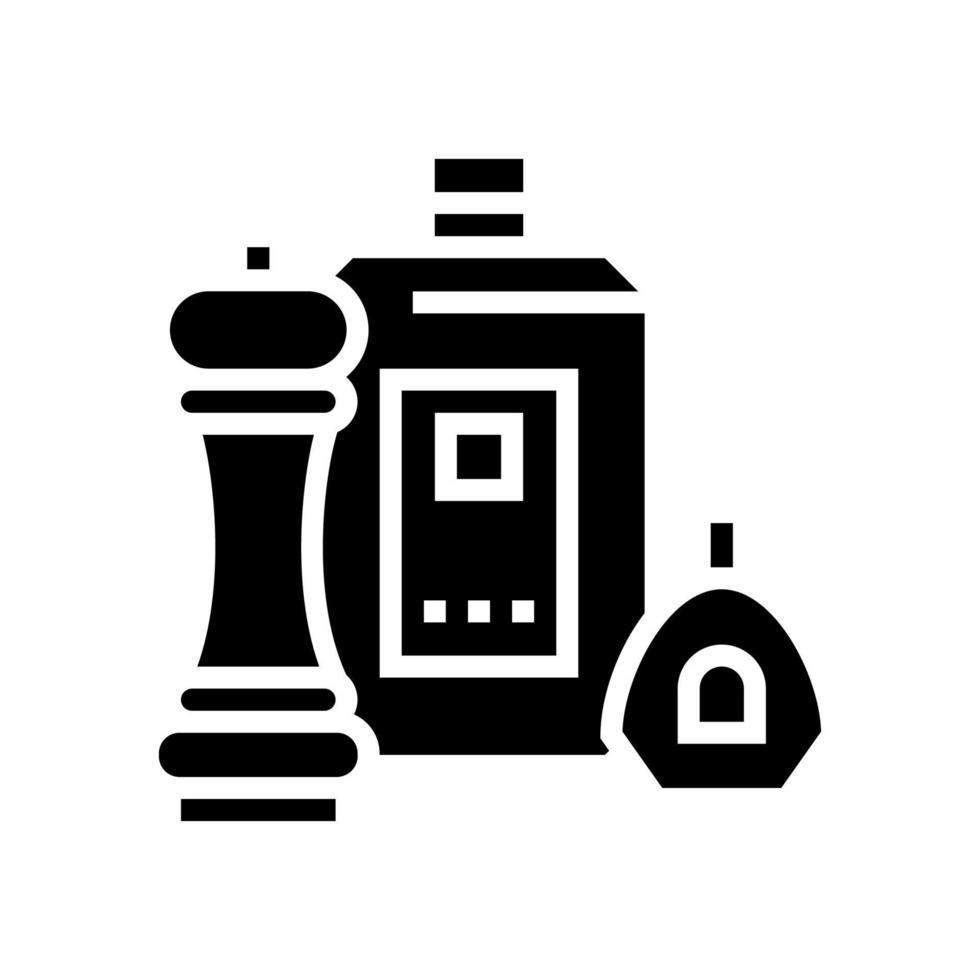 Gewürzpfeffer, Salz und Saucenpakete Glyphensymbol-Vektorillustration vektor