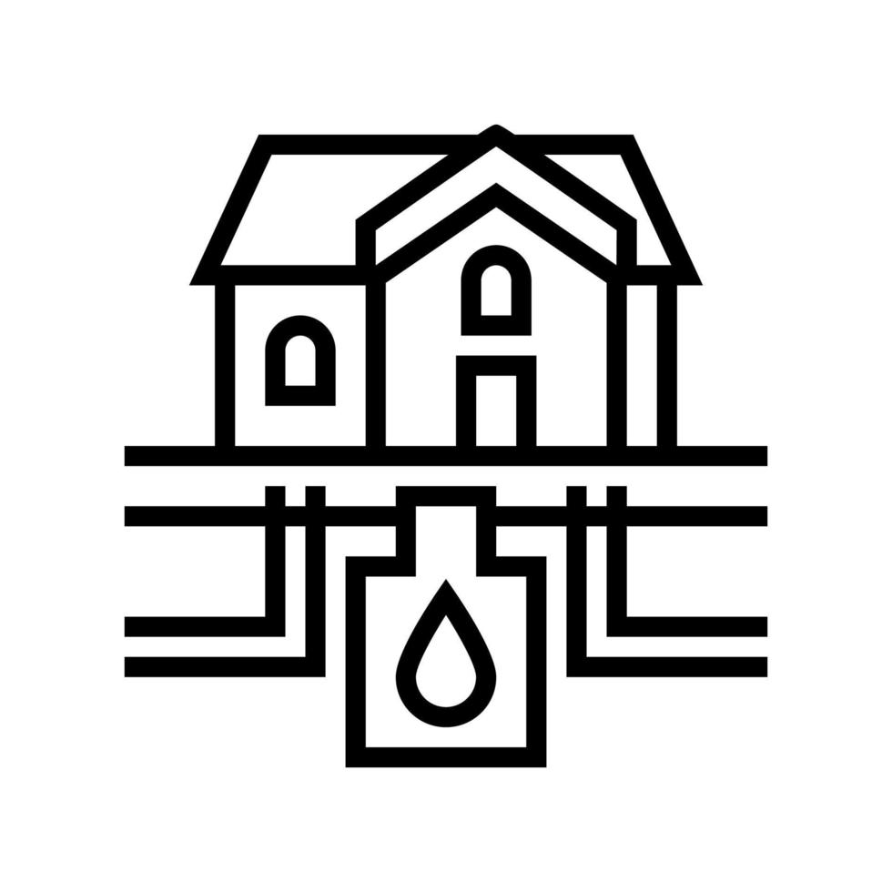 hus dräneringssystem och vattenlagring linje ikon vektorillustration vektor