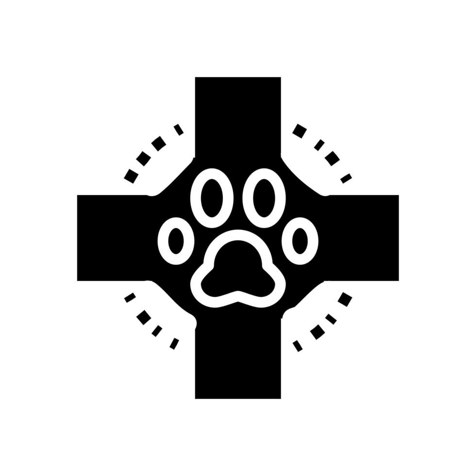 medizinisches Kreuz Haustierpfote Glyphe Symbol Vektor Illustration