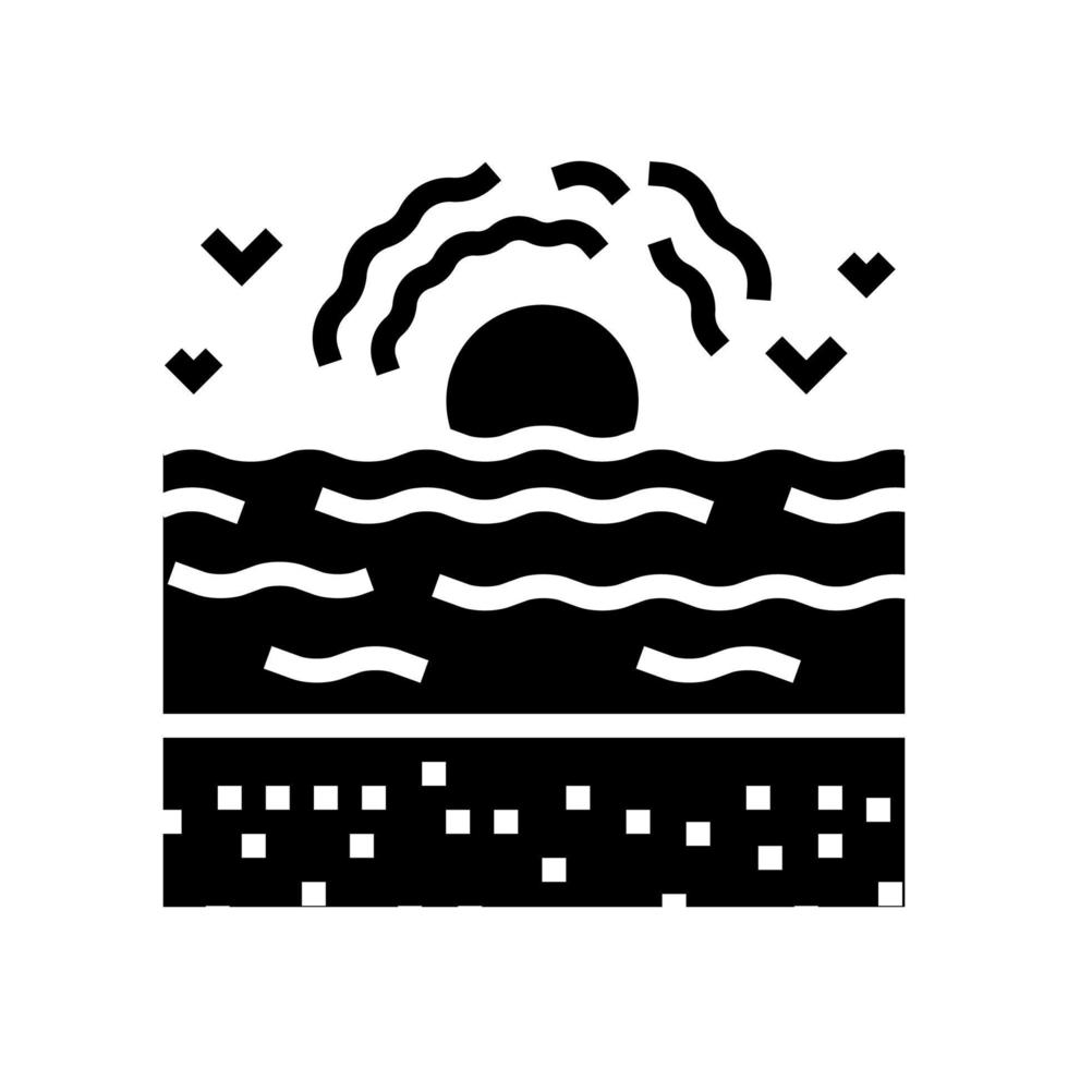 Meer Strand Glyphe Symbol Vektor Illustration