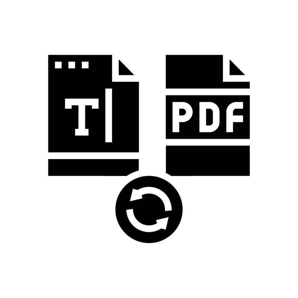 Schreiben Sie Text in eine pdf-Datei Glyphensymbol-Vektorillustration vektor