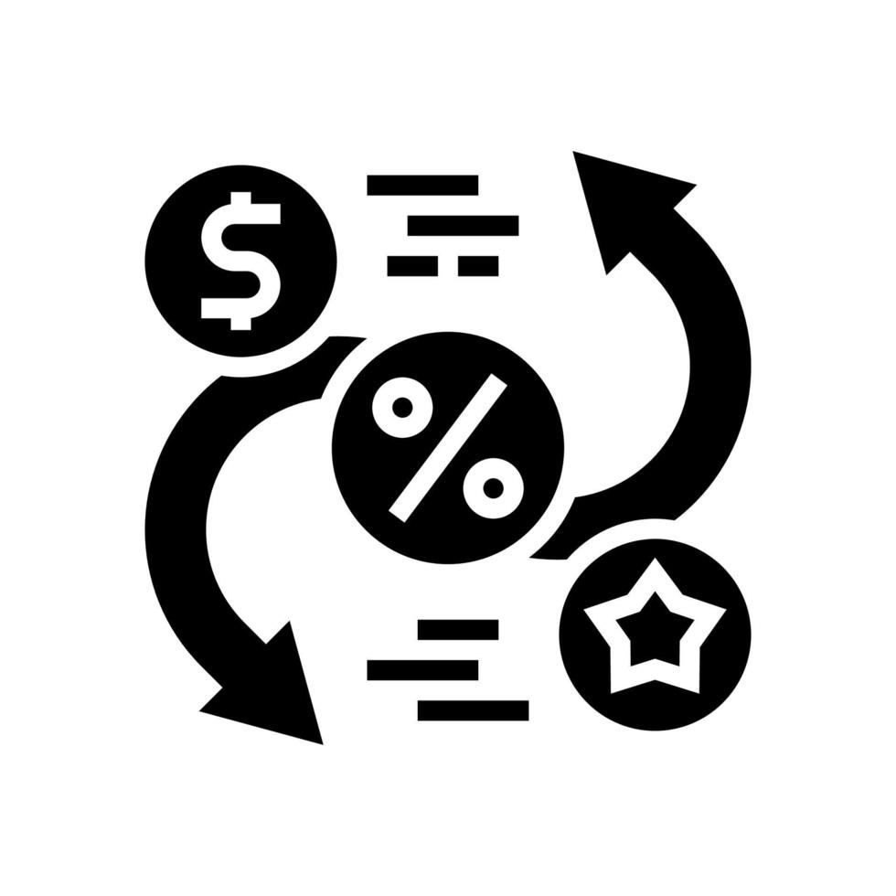 Wechseln Sie Geld auf Bonus-Glyphen-Symbol-Vektorillustration vektor