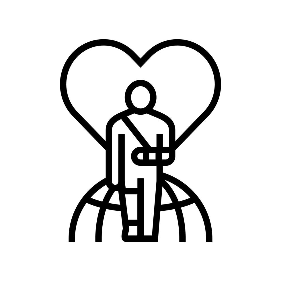 ungültiger Patient Flüchtlingswelt Hilfelinie Symbol Vektor Illustration