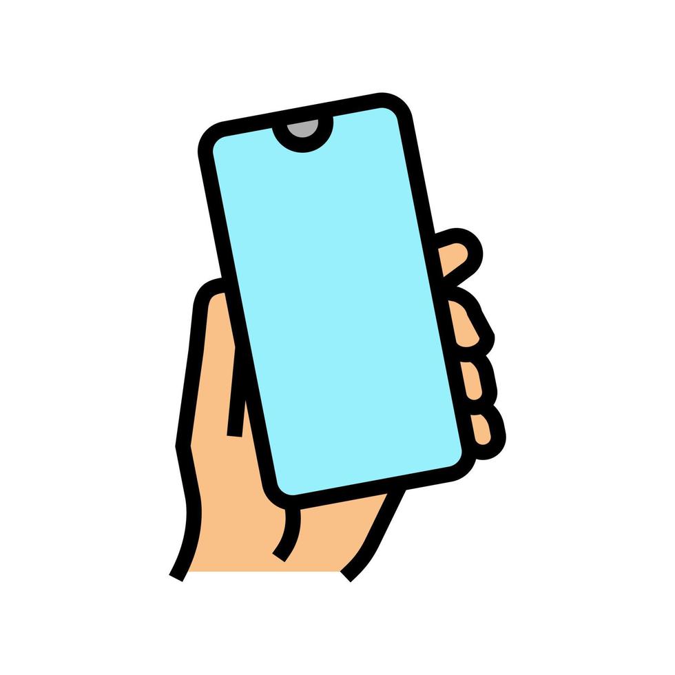 Farbsymbol-Vektorillustration des Smartphone-Gadgets in der Hand vektor