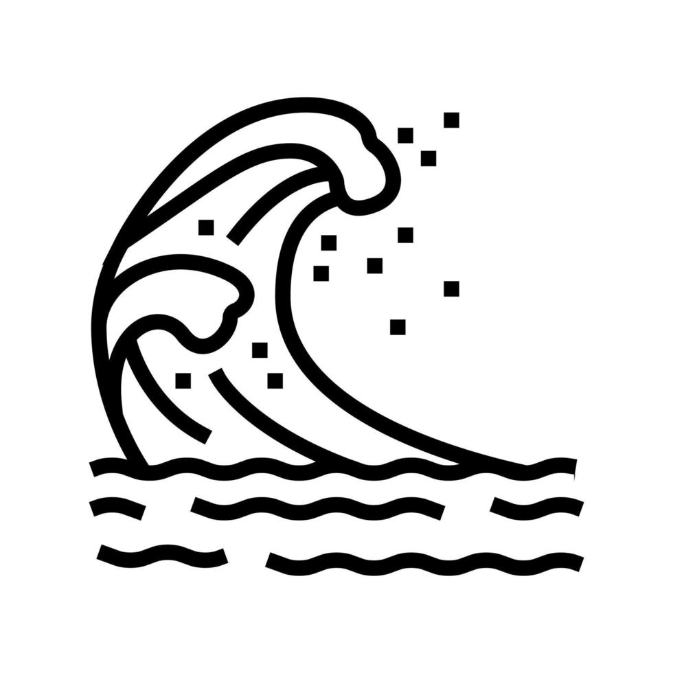 våg havet linje ikon vektor illustration