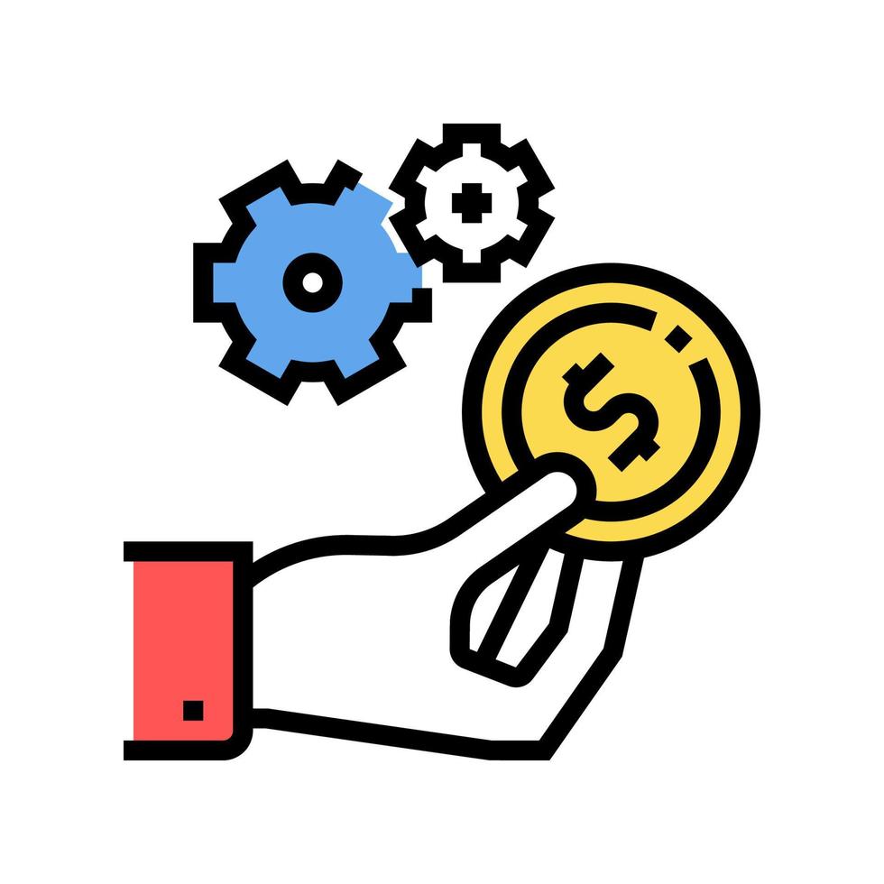 hand halten münze zahlen für arbeit farbe symbol vektor illustration