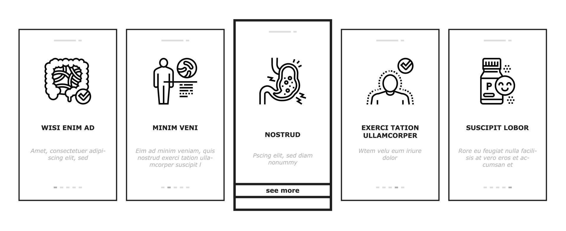 Probiotika-Bakterien-Onboarding-Symbole setzen Vektor