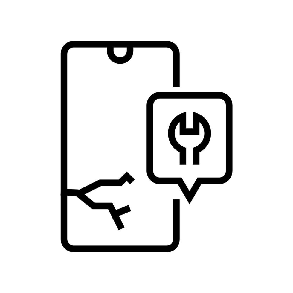 Abgestürzte Telefonbildschirm-Reparaturlinie Symbol-Vektor-Illustration vektor