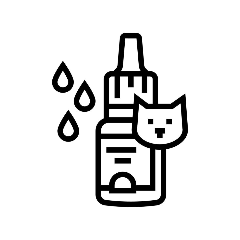 Augentropfen für Katzenlinie Symbol Vektor Illustration