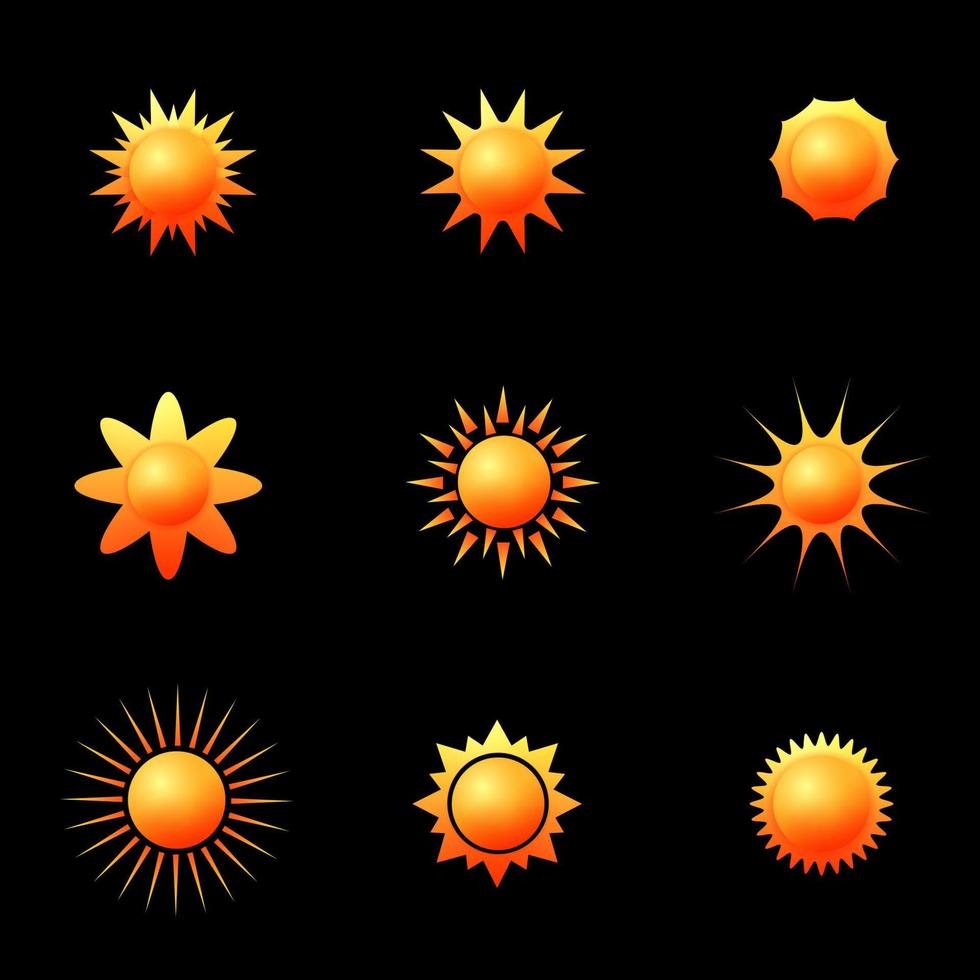 realistisk sol ikonuppsättning samling vektor