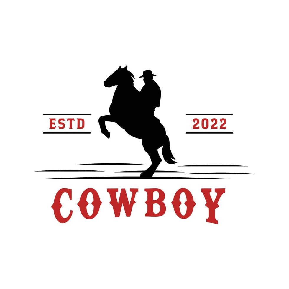 Cowboy-Figur-Silhouette im Pferde-Lassoing-Vektor vektor