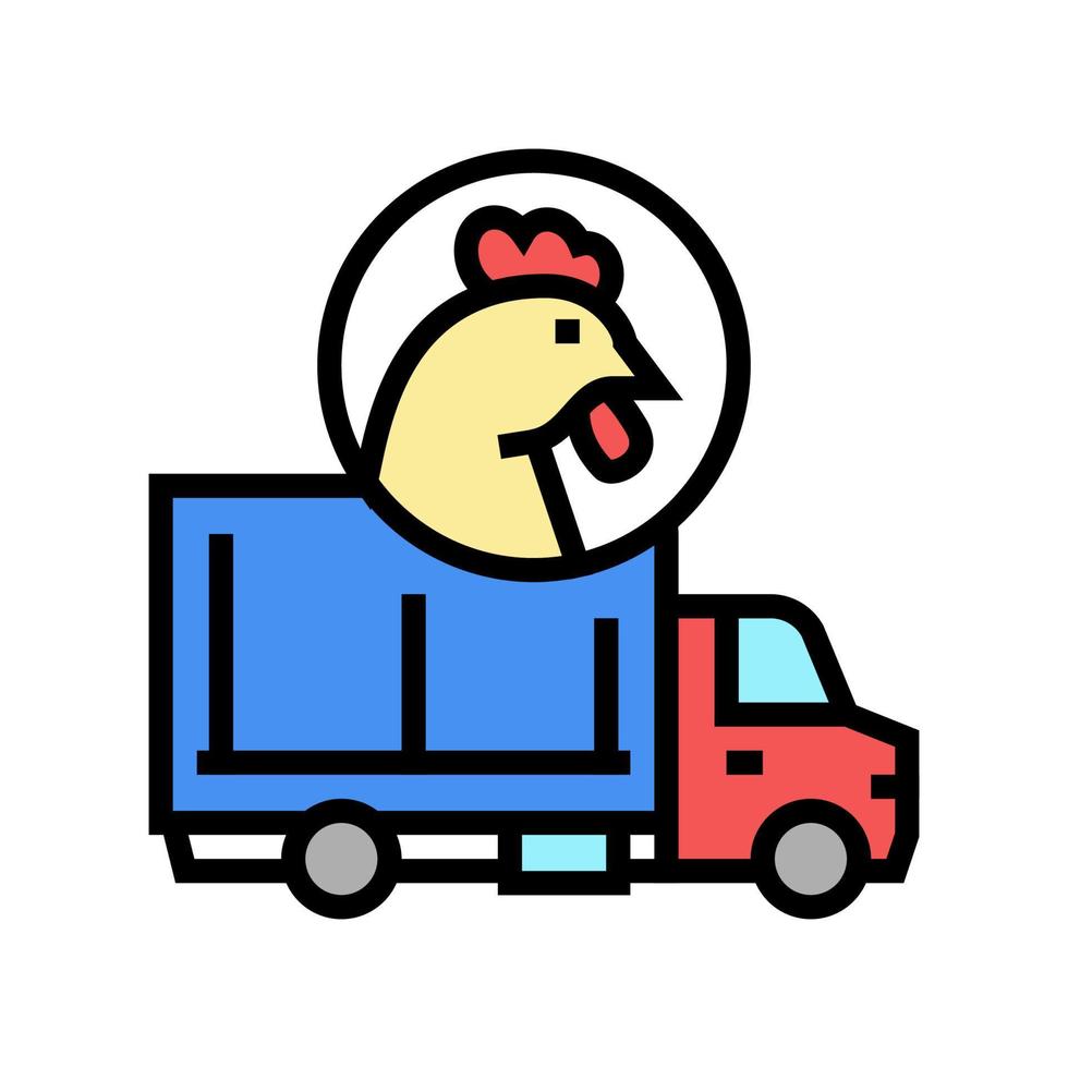 Hähnchen-LKW-Transport Farbe Symbol Vektor Illustration