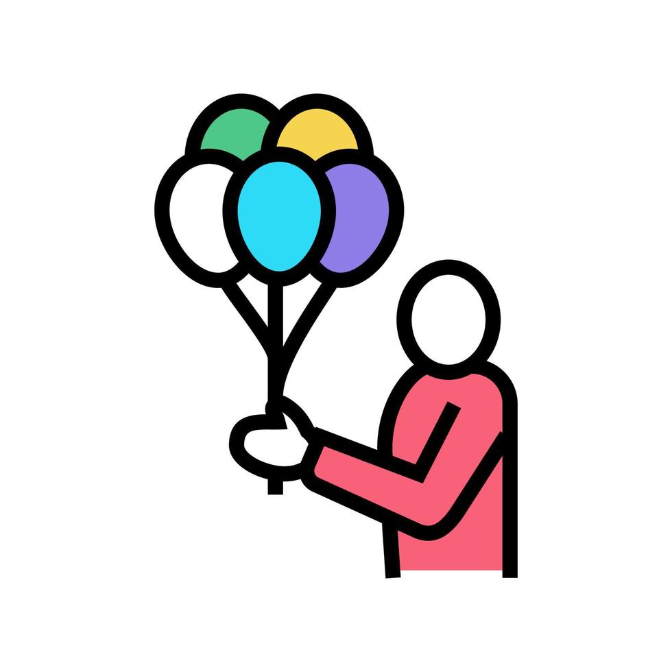 gåva ballong håller mänsklig färg ikon vektorillustration vektor