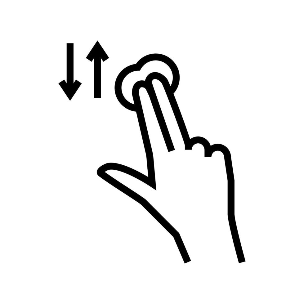 två fingrar sveper på smartphone skärm linje ikon vektorillustration vektor