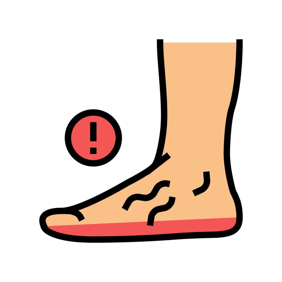 Krankheit flache Füße Farbe Symbol Vektor Illustration