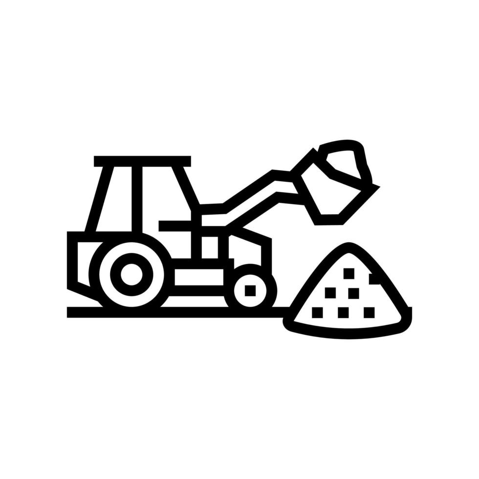 traktor sten grus lastning maskin linje ikon vektor illustration