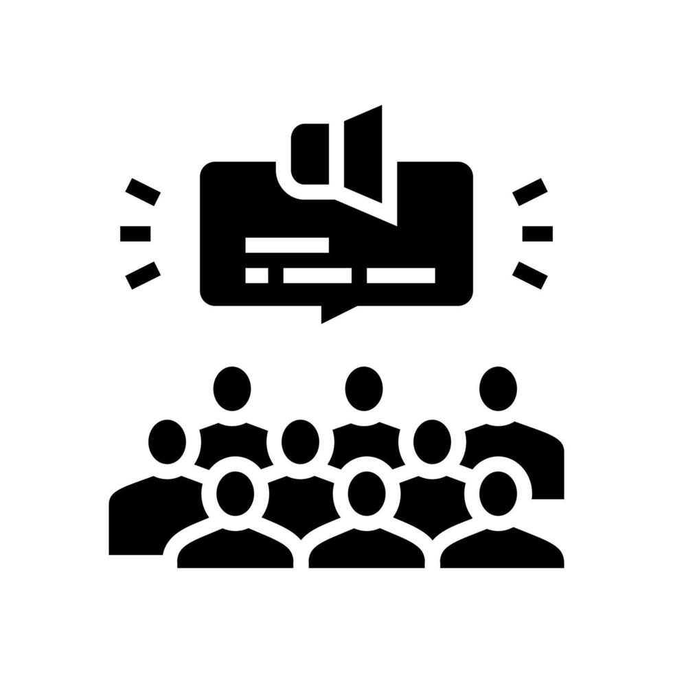 öffentliche Anhörung zur Glyphen-Symbolvektorillustration des Forums vektor