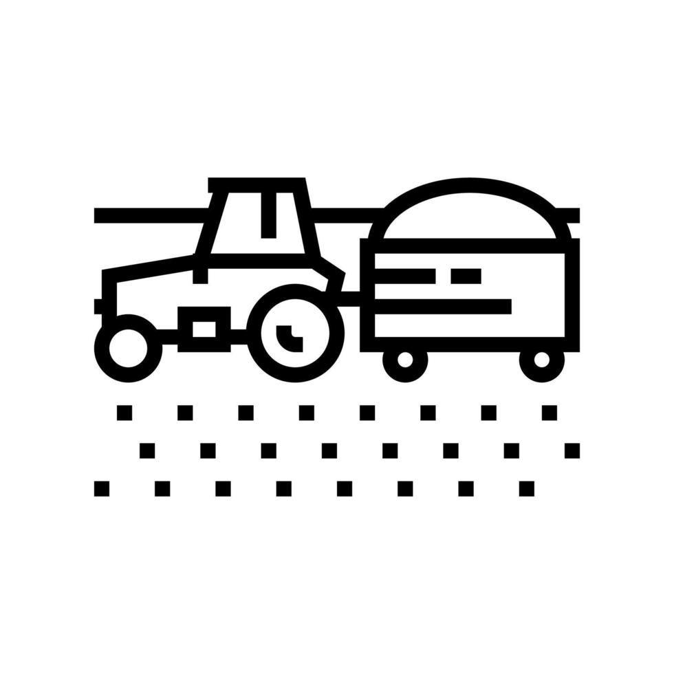 Traktor mit Ernte auf Feldlinie Symbol Vektor Illustration