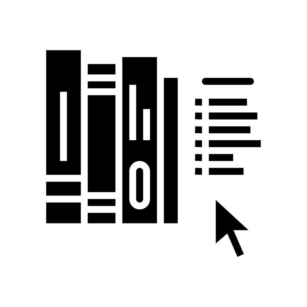 Online-Bibliothek Glyphen-Symbol-Vektor-Illustration vektor