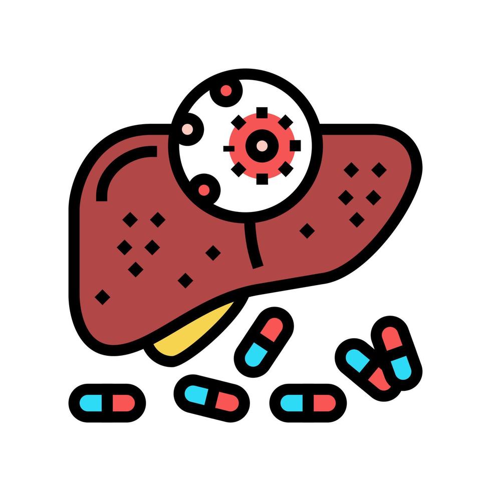 Antivirale Medikamente Hepatitis Farbsymbol Vektor Illustration