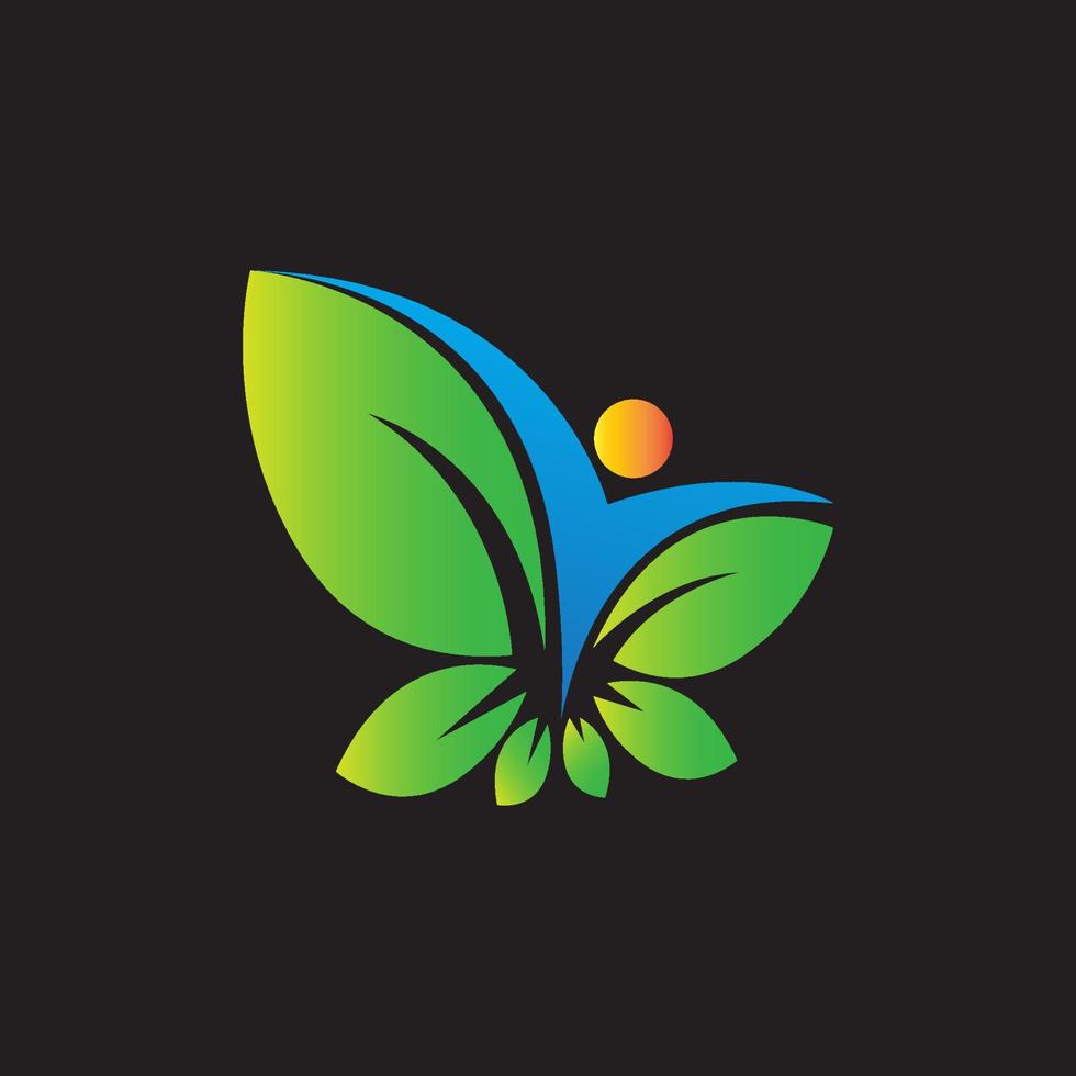 fjäril löv natur logotyp vektor