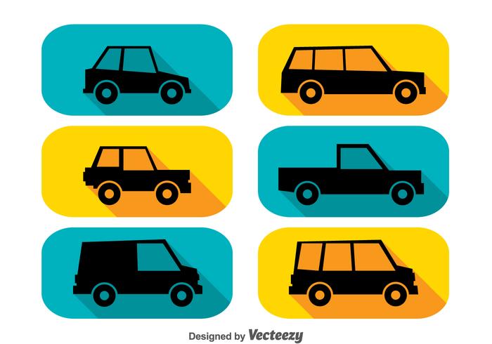 Autos Lange Schatten Icons vektor