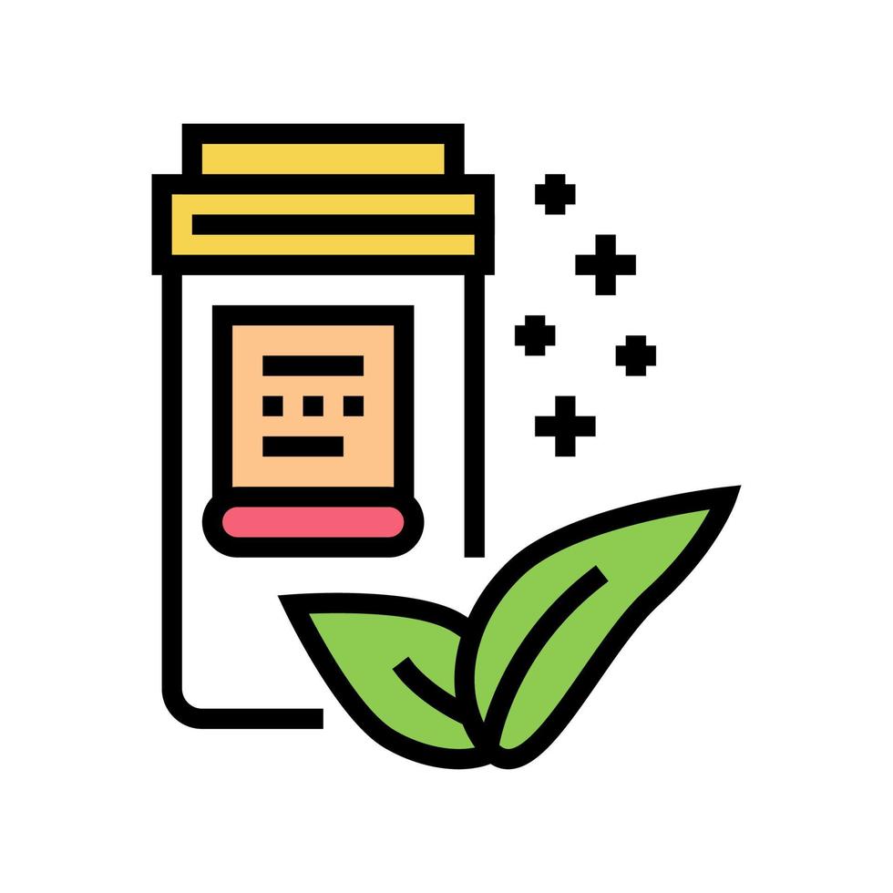 naturlig homeopati vitamin eller medicinska piller förpackning färg ikon vektor illustration