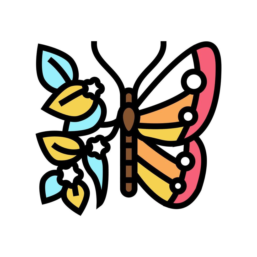 Schmetterling Boho Farbe Symbol Vektor Illustration