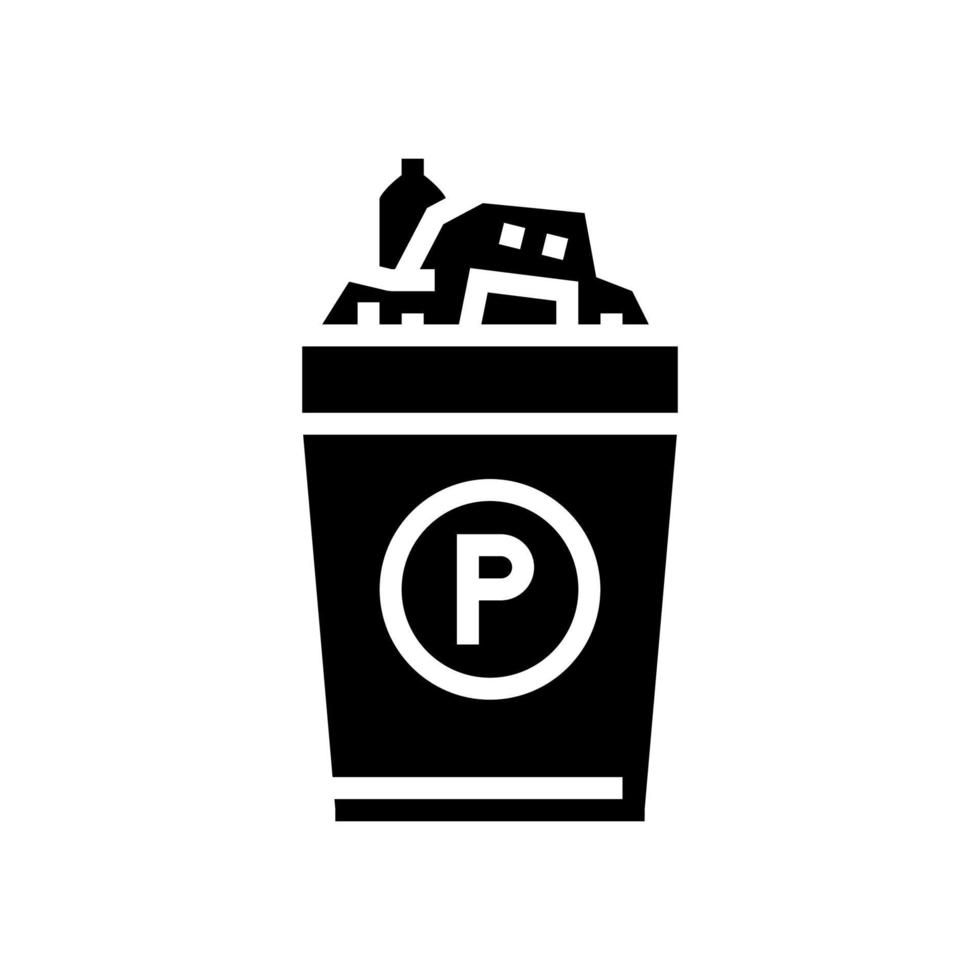 Abbildung des Glyphen-Symbols aus Kunststoff für Abfälle vektor