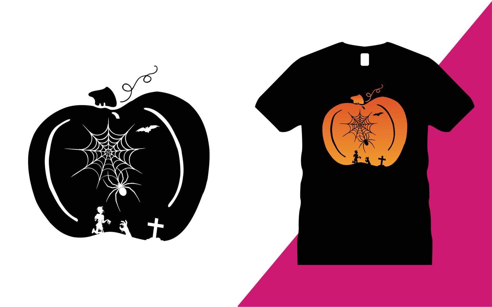 Halloween-T-Shirt-Designvektor. T-Shirt, Kürbis, Spinne, Halloween-T-Shirt, Halloween-T-Shirt-Design, vektor