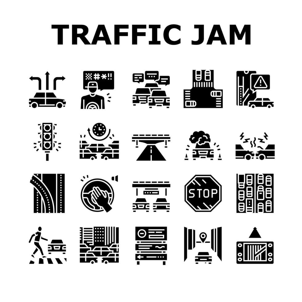 trafikstockning transport samling ikoner som vektor