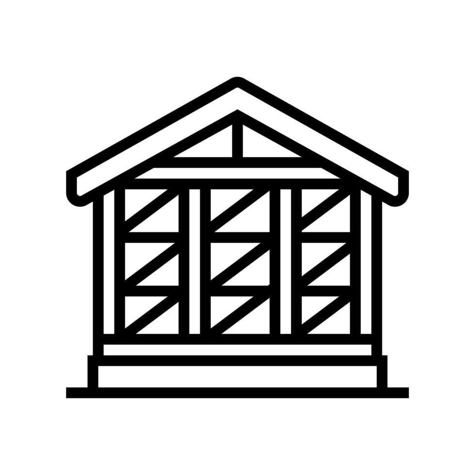 Holzrahmen Gebäude Symbol Leitung Vektor Illustration