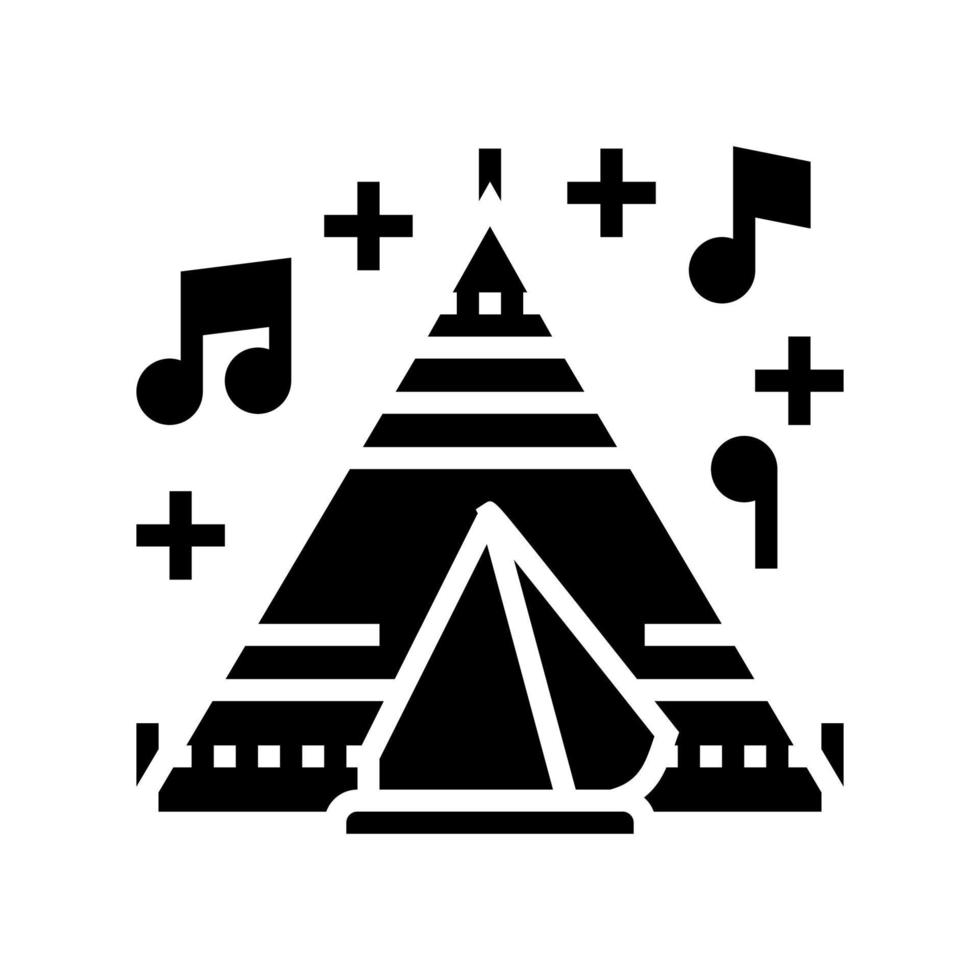 Zelt auf Musikfestival Glyphen-Symbol-Vektor-Illustration vektor