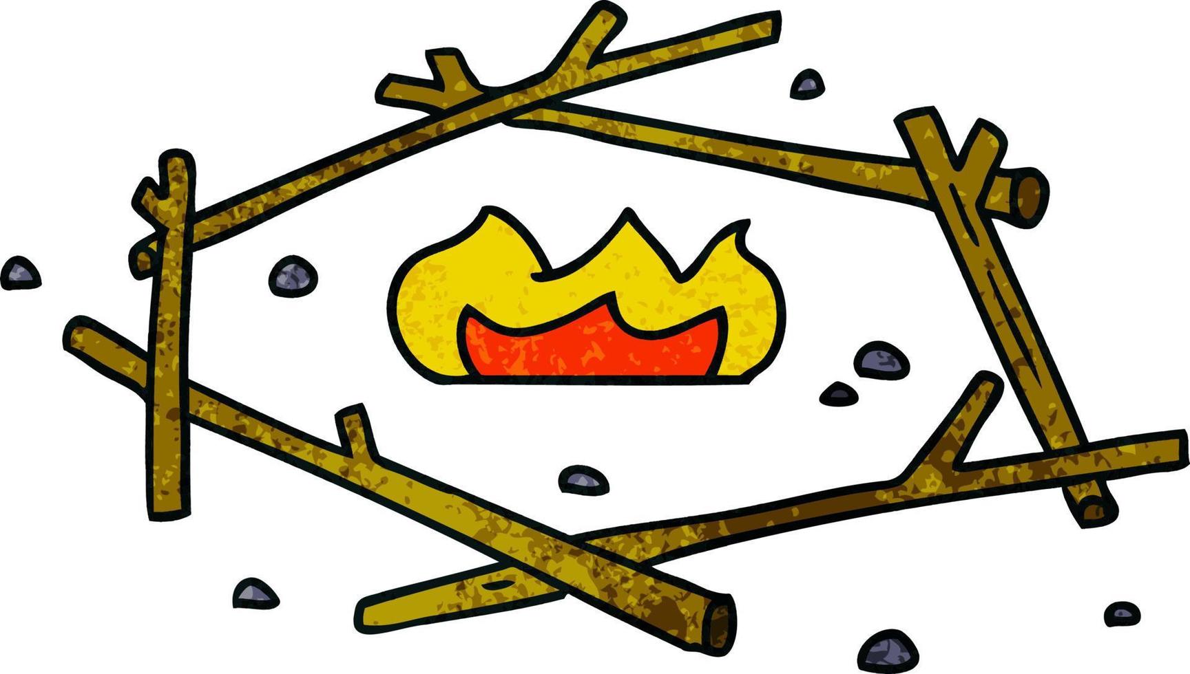 strukturiertes Cartoon-Doodle eines Lagerfeuers vektor