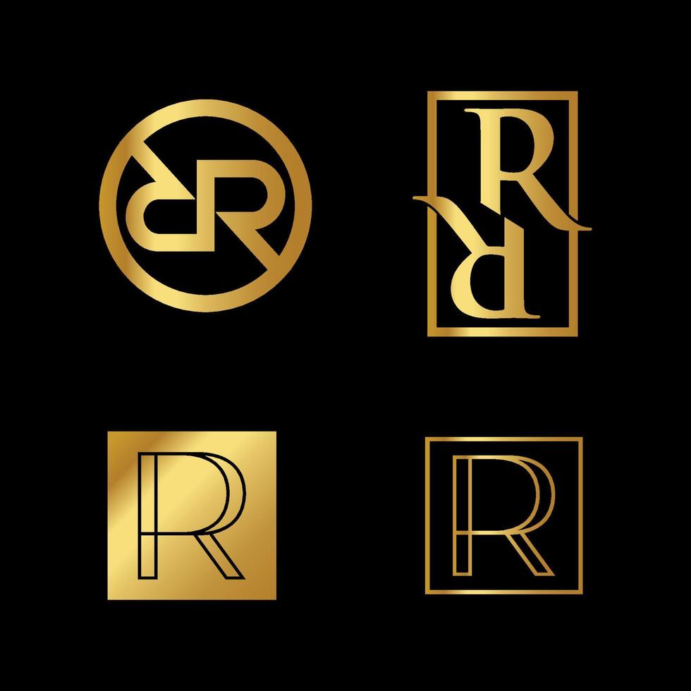 goldener luxusbuchstabe rr logo vorlagenbündelsatz vektor