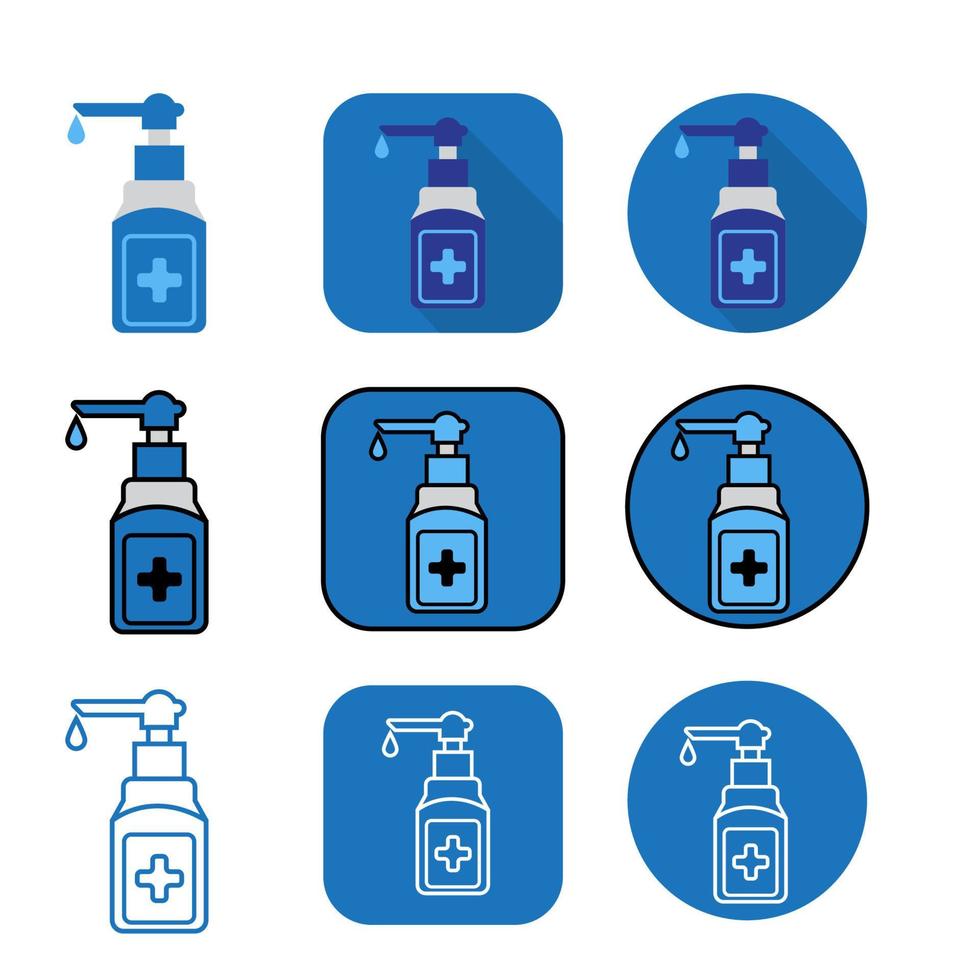 neun verschiedene Arten von Handdesinfektionsflaschen mit Vektor-Bundle-Set vektor