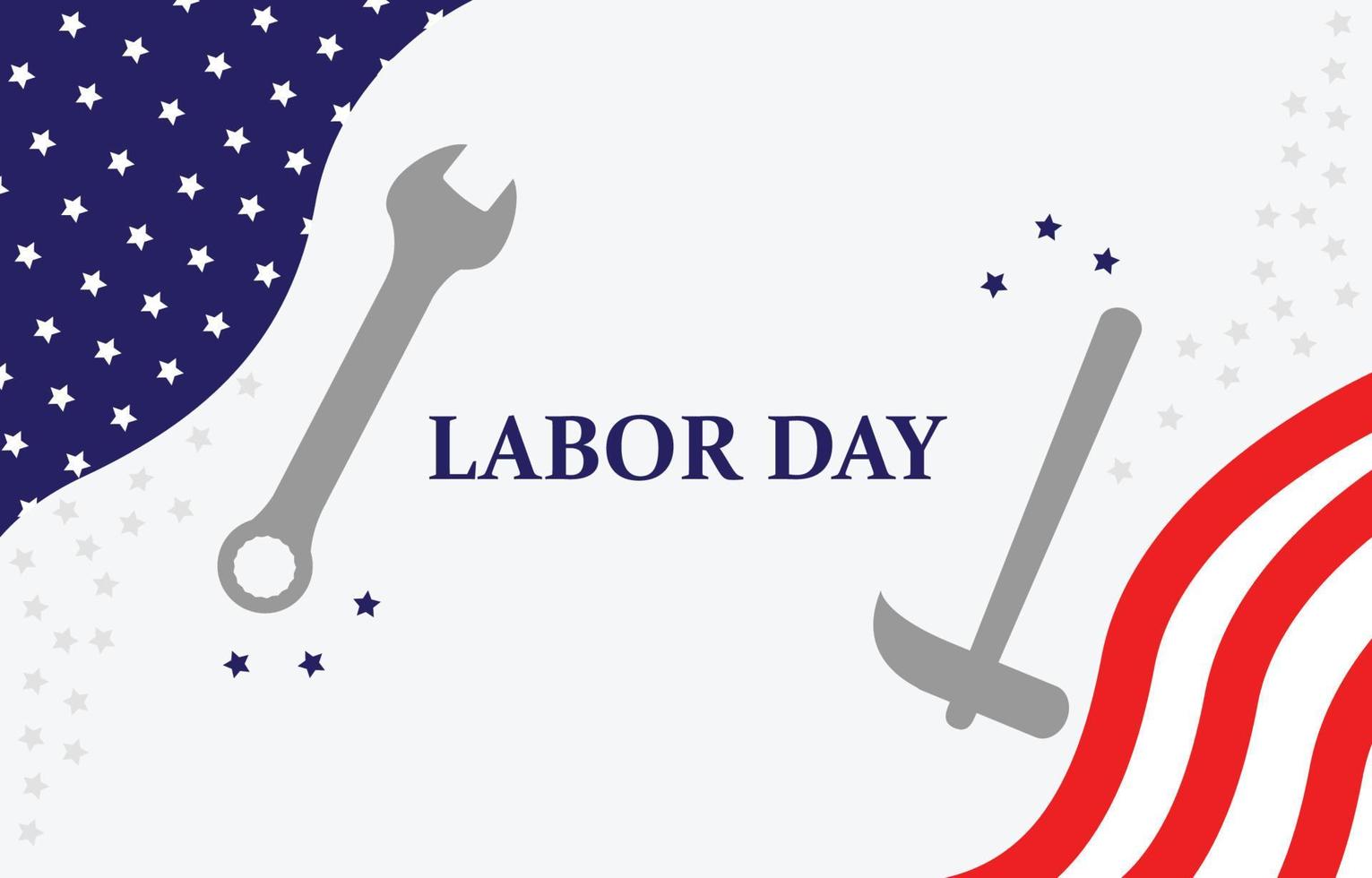 Usa Labor Day Banner mit Werkzeugen und Flagge. Vektor-Illustration vektor