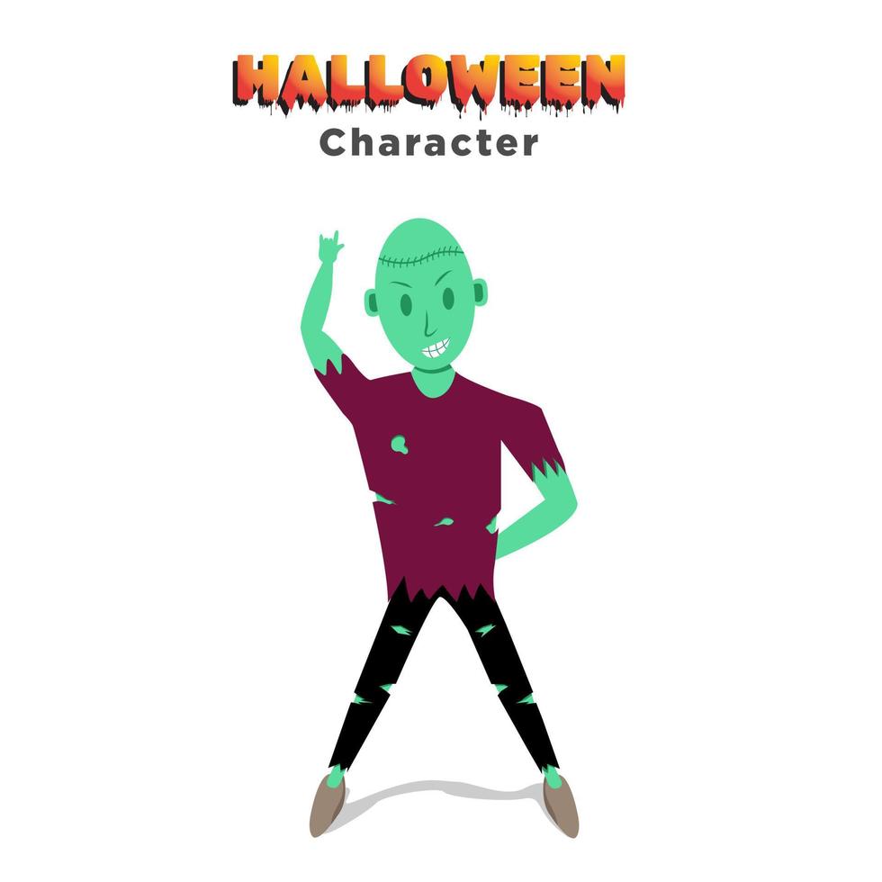 Zombie-Charaktervektor von Halloween. perfekt für Geschenkkarte, Avatar-Profil vektor