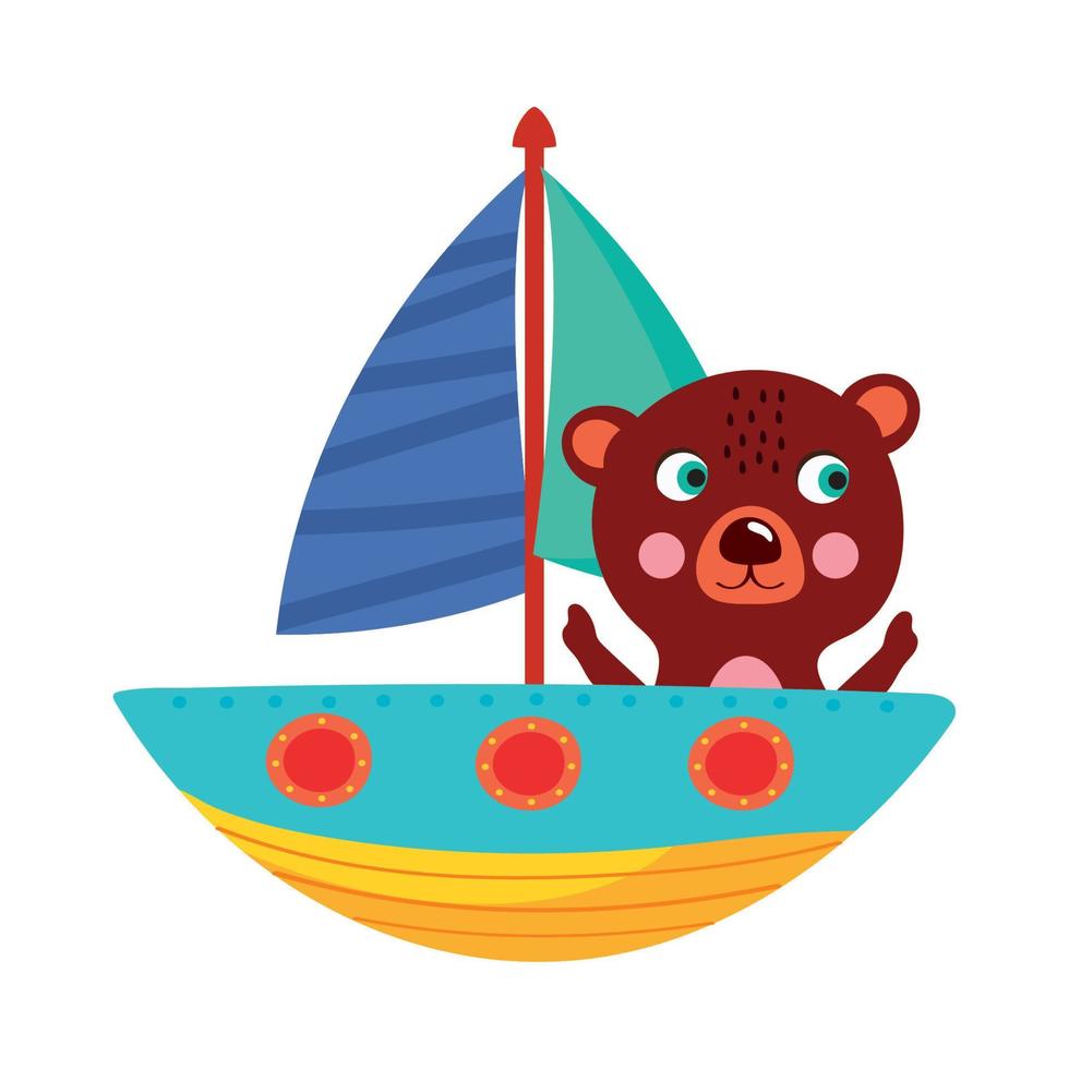 björn i segelbåt vektor