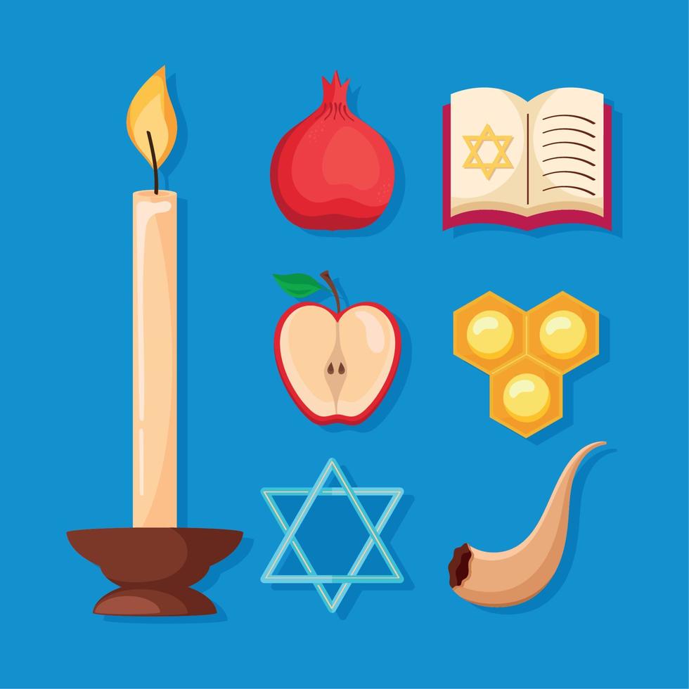 sieben Jom-Kippur-Symbole vektor