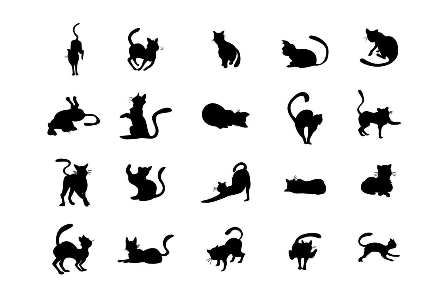 katt siluett vektor illustration set
