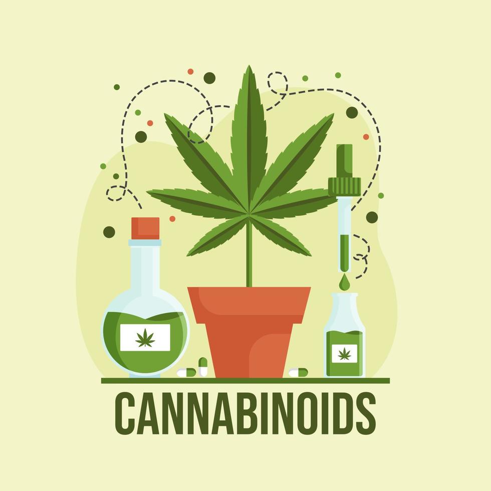 cannabinoide-illustration. medizinisch von cannabis flache illustration. flacher Designstil. moderne Farbe des Gesundheitswesens. Vektor eps 10