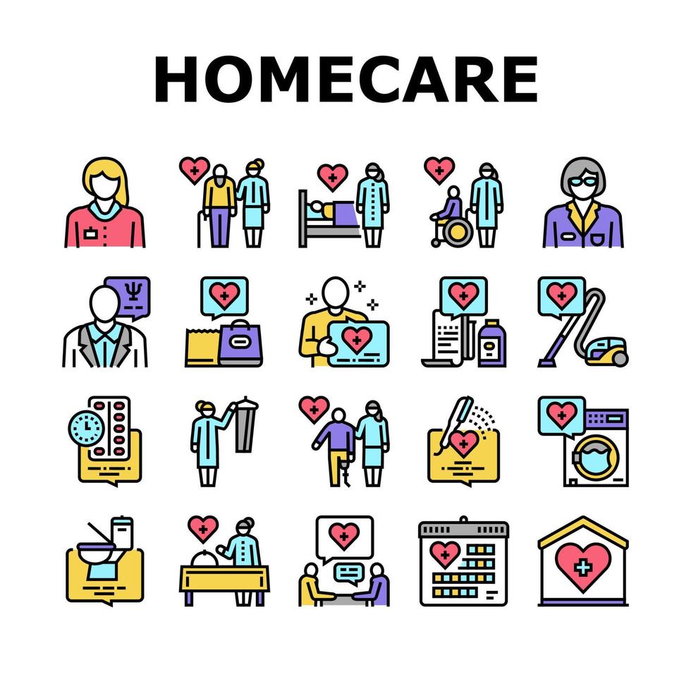 hemvårdstjänster samling ikoner som vektor