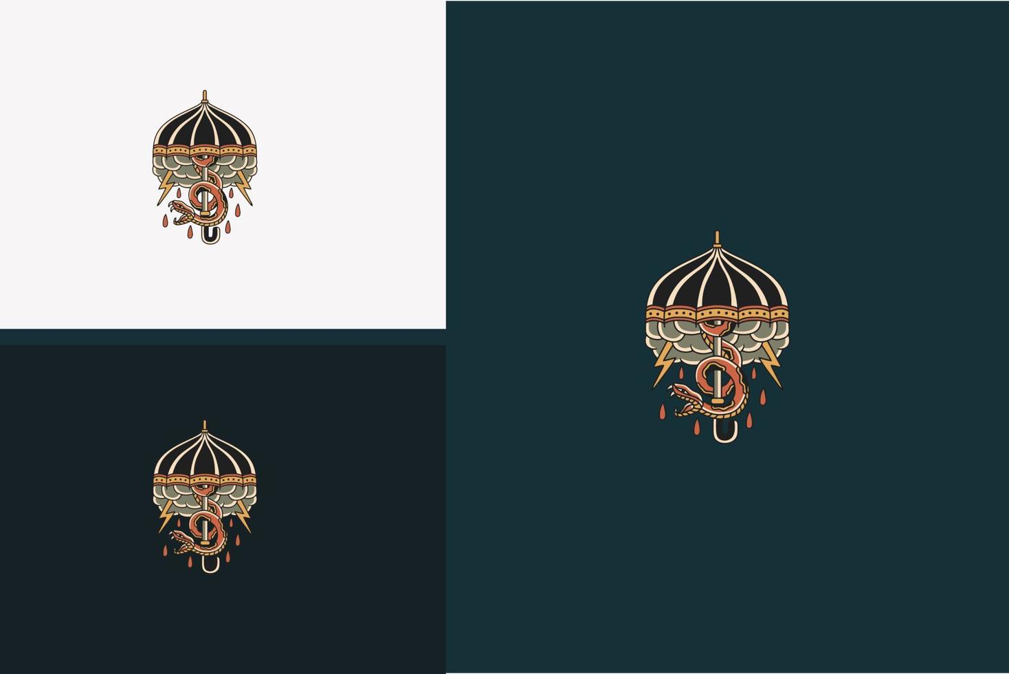 paraply och orm vektor illustration design