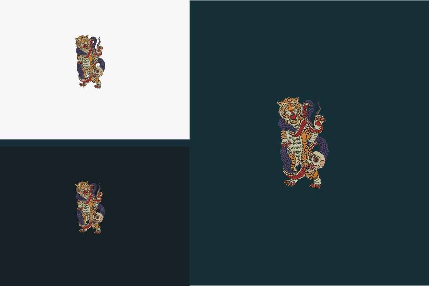 Tiger- und Anakondavektor-Illustrationsdesign vektor