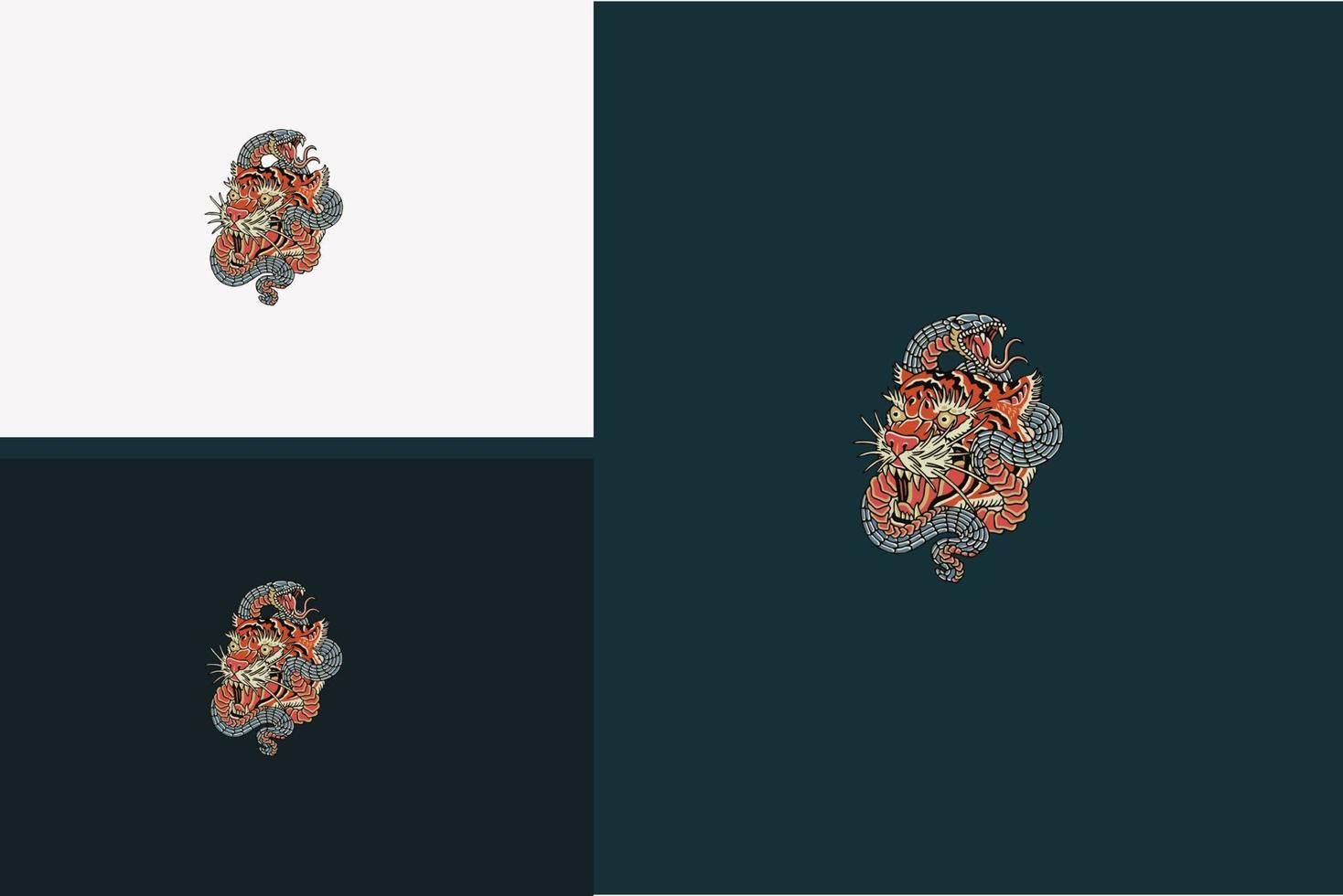 Kopf Tiger und Schlange Vector Illustration Design