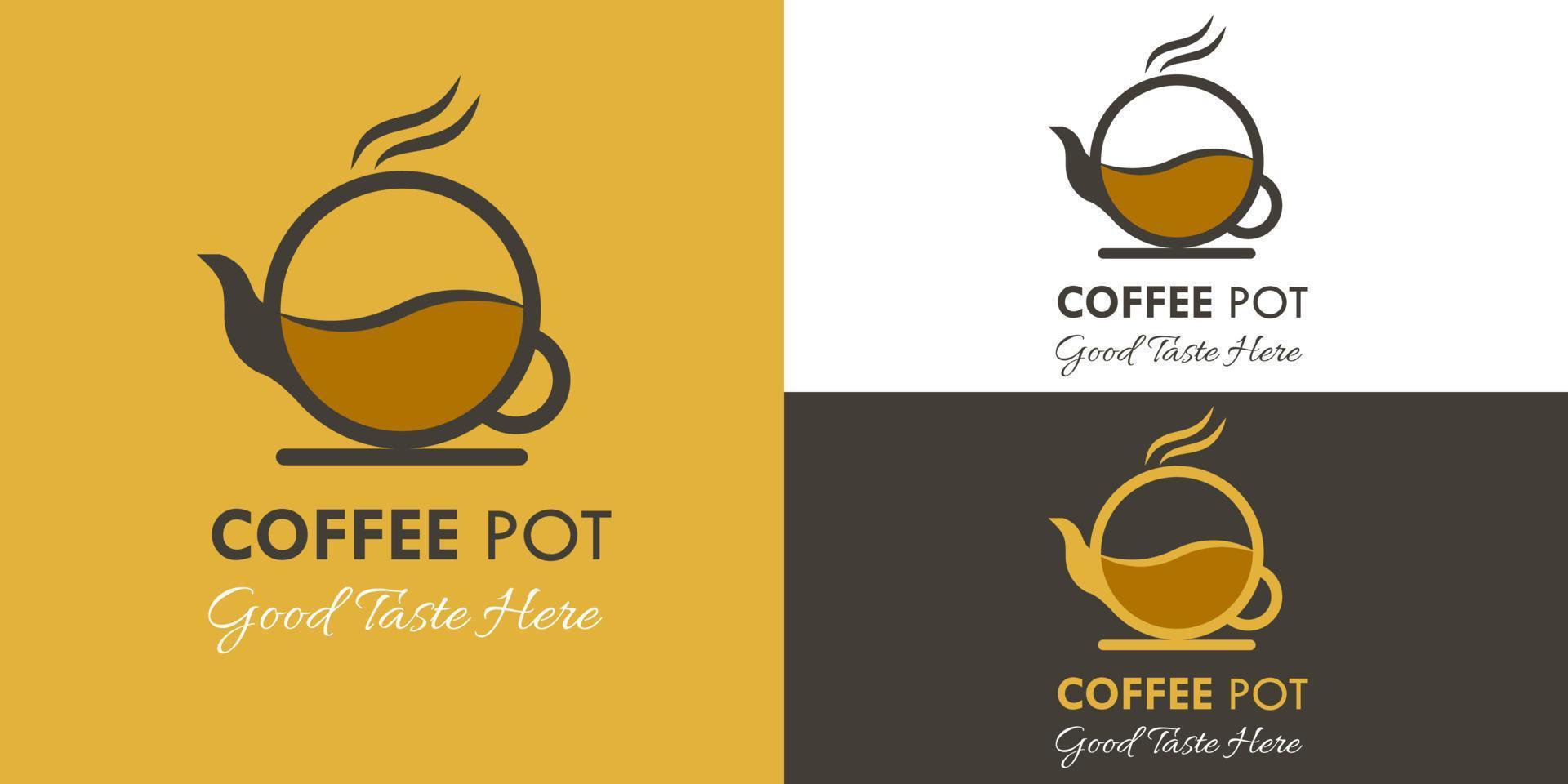 kaffekanna. kaffe logotyp design vektor